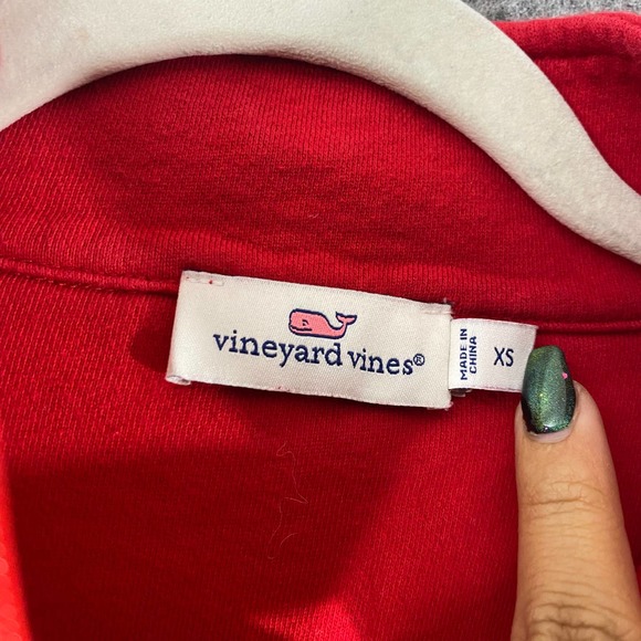 Vineyard Vines Sweatshirt XS Red Fleece Shep 1/4 Zip Long Sleeve Fair Isle - Picture 7 of 9